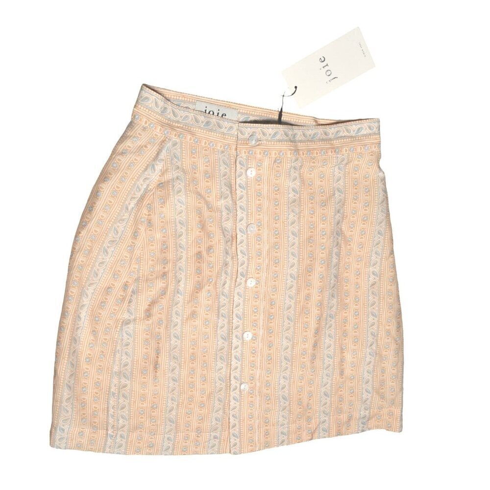 Joie Women's Paisley Button-Down Skirt 5% Viscose &15% Silk Peach & Blue- LT3083